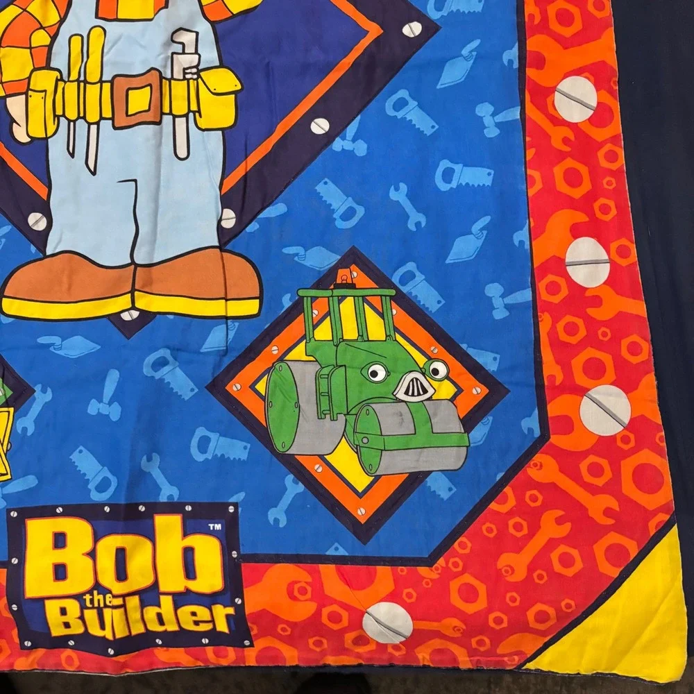 Bob the Builder Vintage Baby Toddler Blanket Comforter Throw Construction 41x33